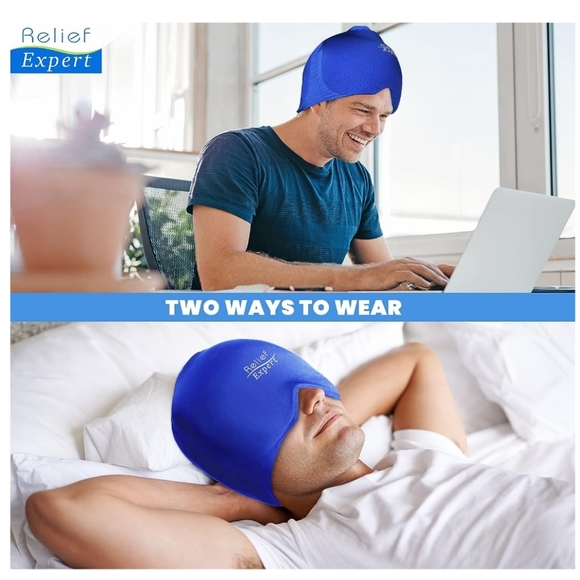 Migraine Ice Gel Cap Stress Tension Headache Relief - 360 Coverage New - Picture 2 of 6